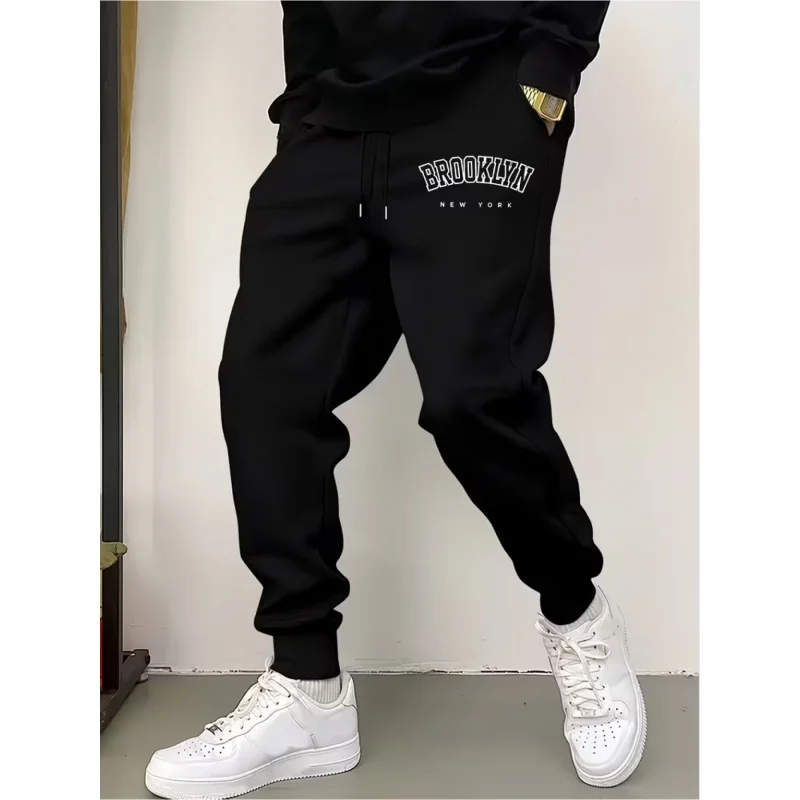 

Мужские спортивные брюки с принтом Brooklyn New York - джоггеры на шнурке с флисовой подкладкой, повседневные спортивные брюки в уличном стиле
