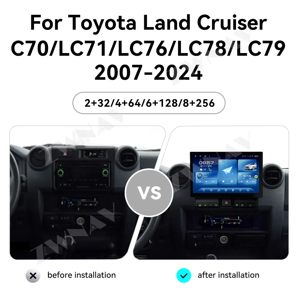 11.6'' 8G+256G Android For Toyota Cruiser 70 76 75 LC70 LC76 LC75 LC78 LC79 2007 - 2024 Car Player GPS WIFI Stereo Radio Carplay