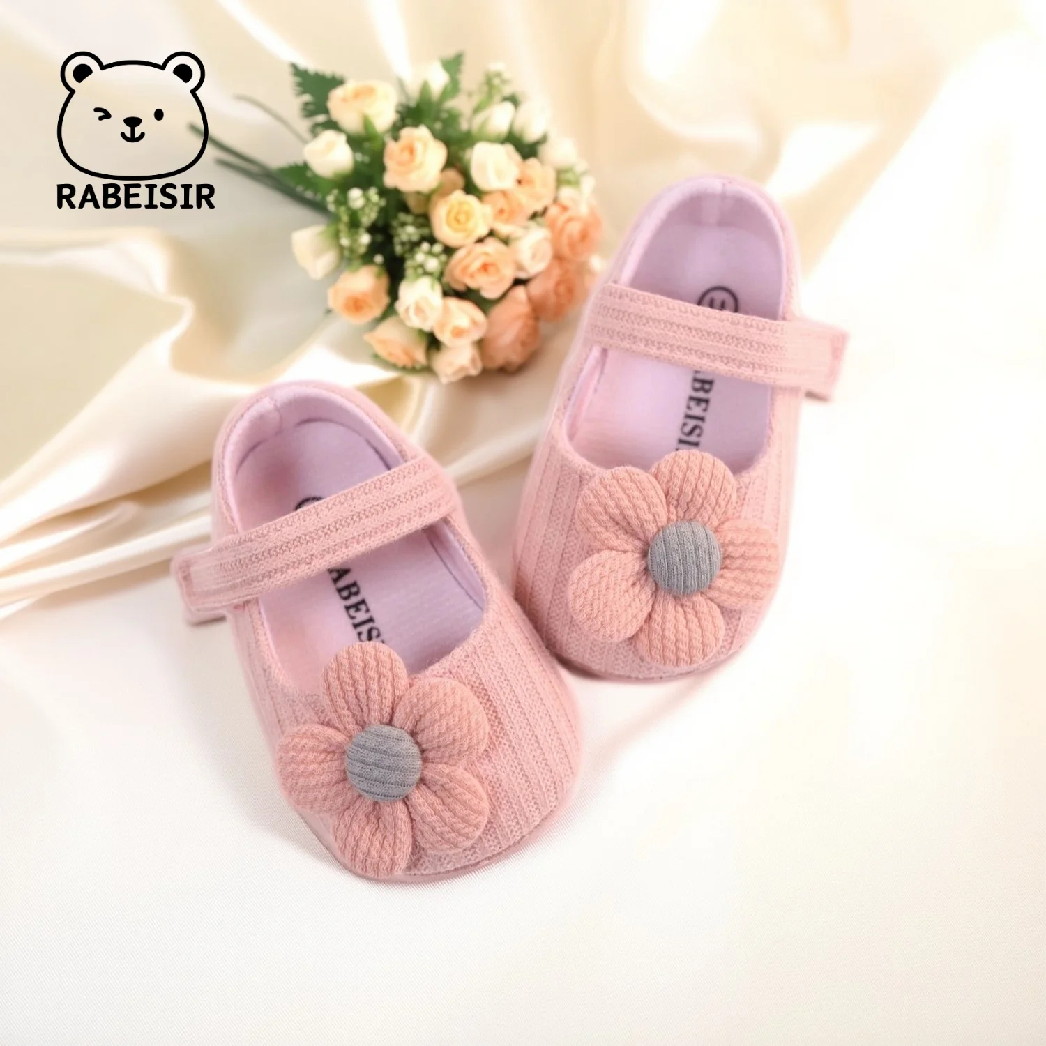 

Baby flat shoes, baby princess shoes, 0-6-12-18 months, soft soled breathable walking shoes