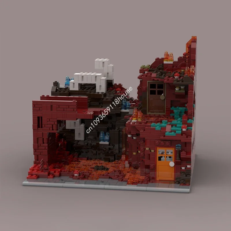 

2230 деталей MOC Pixel Art Nether Modular Building - Конструктор «Лавовое озеро», Рождественский подарок, Игрушки для развития физической координации