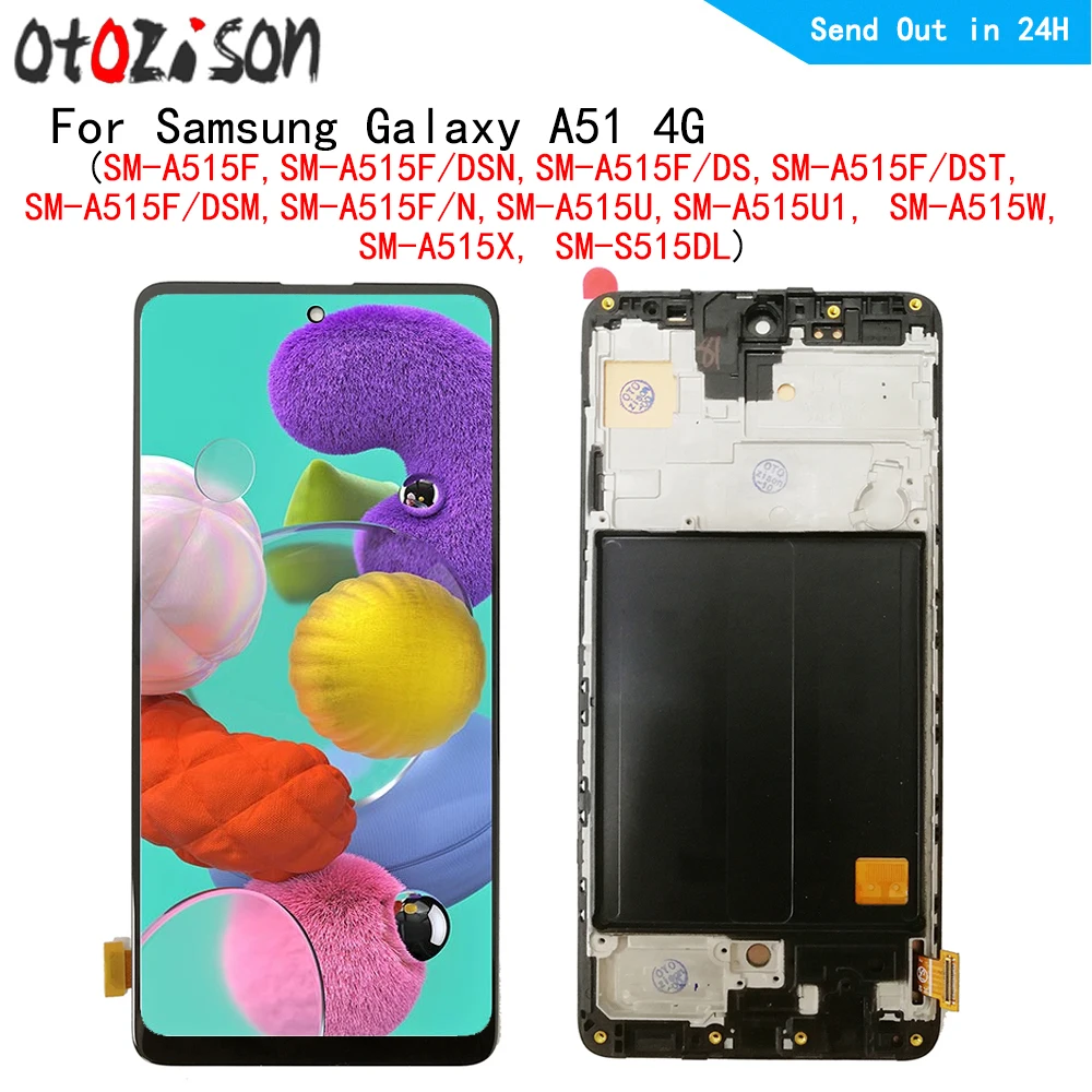 

AMOLED-экран для Samsung Galaxy A51 4G SM-A515F SM-A515W SM-A515X ЖК-экран сенсорная панель дигитайзер с рамкой в сборе