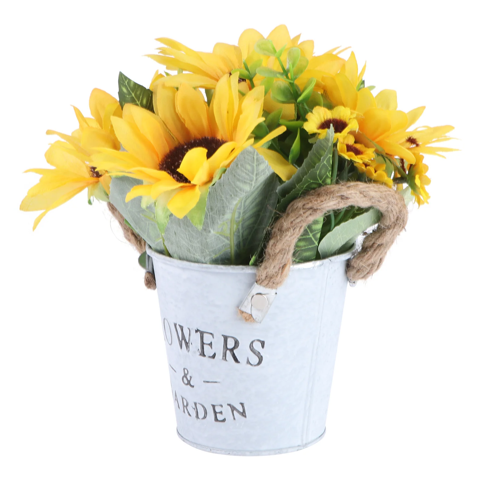 Simulated Sunflower Vintage Vase Fake Silk Decor Yellow Faux Flowers Artificial House Plants Emulated Potted Ornament