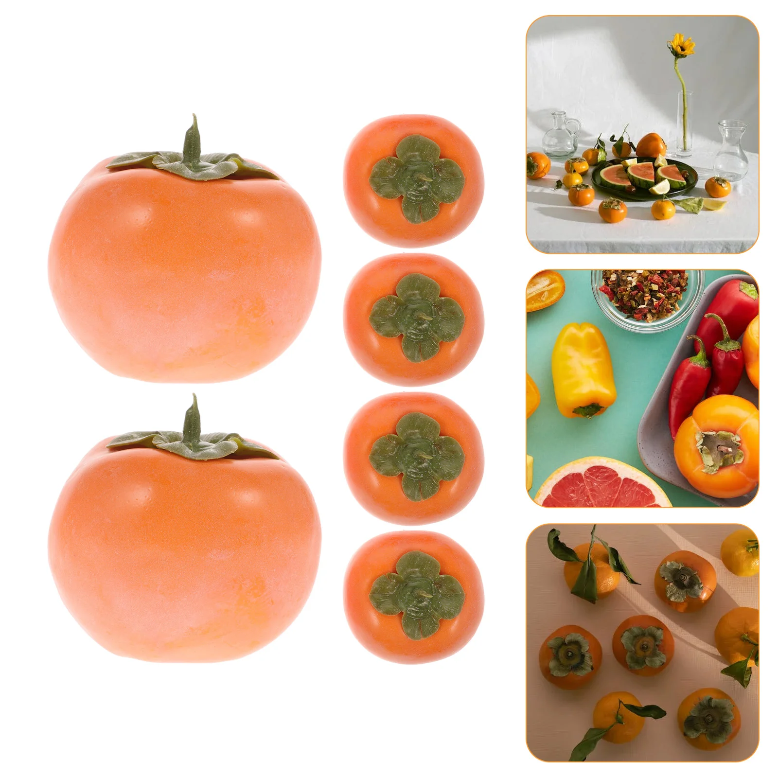 Fake Persimmon Props Simulated Fruit Adornment Model Foams Artificial Simulation Ornament