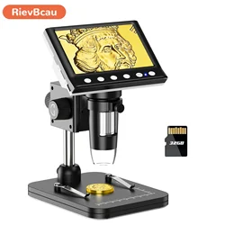 RIEVBCAU 4.3'' Digital Microscope 1080P HD Coin Microscope with 8 LEDs, 1000X Coin Magnifier Video Microscope,Windows Compatible