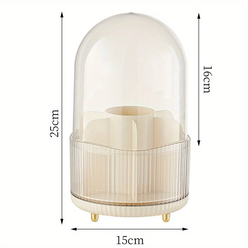 360 Rotating Makeup Brush Holder with Lid Vanity Cosmetic Organizer Lipstick Storage Box Cotton Swab Container Makeup Tool Storage