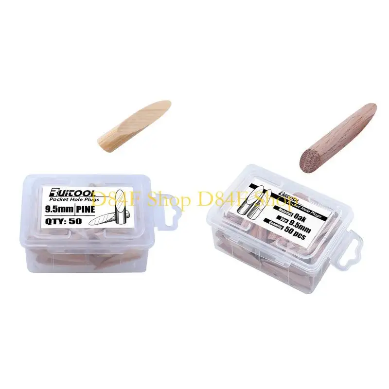 

D84F 50 Pcs Pocket Hole Plugs with Storage Box Pine & Oak Plug for Hole