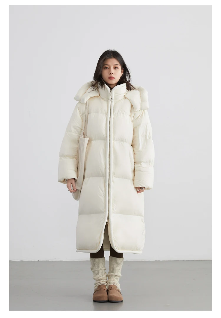 CHIC VEN Women Long Down Coats Hooked Loose New Solid Woman Down Jacket Thick Soft Warm Female Overcoat Autumn Winter 2025