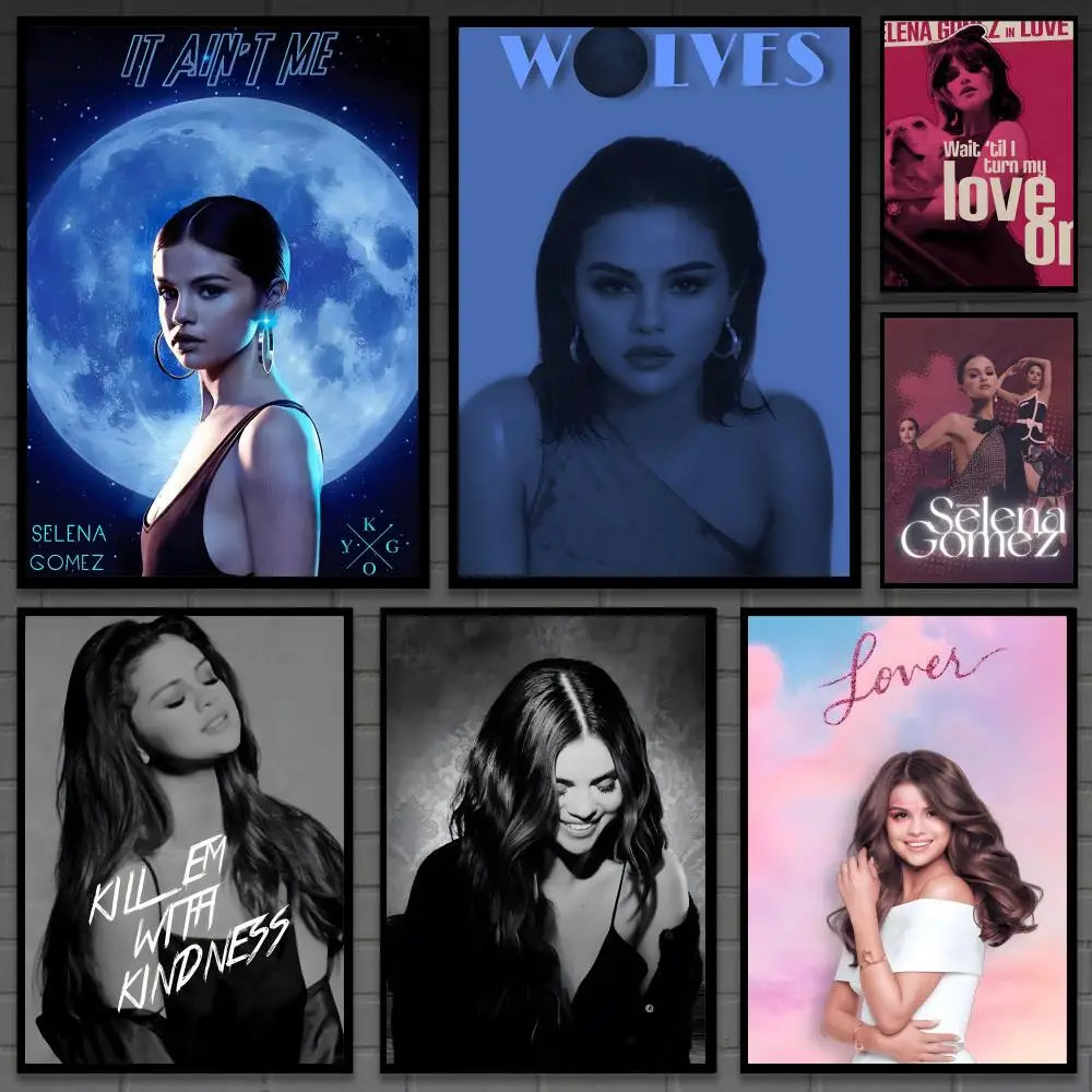 Singer S-Selena Gomez hot Poster Versatile HD Waterproof Wall Art Self-Adhesive Decor for Any Space Ideal Gift
