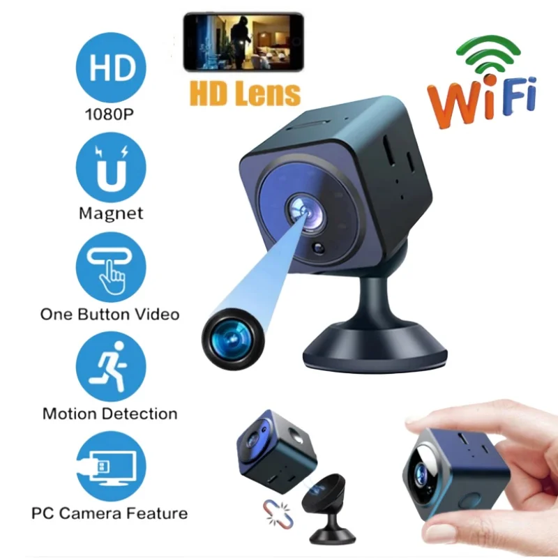 Mini Wifi 360°Camera 1080p HD IR Night Vision Two-Way Voice Talk Wireless Camcorders Micro DVR DV Video Subminiature Cam Magnet