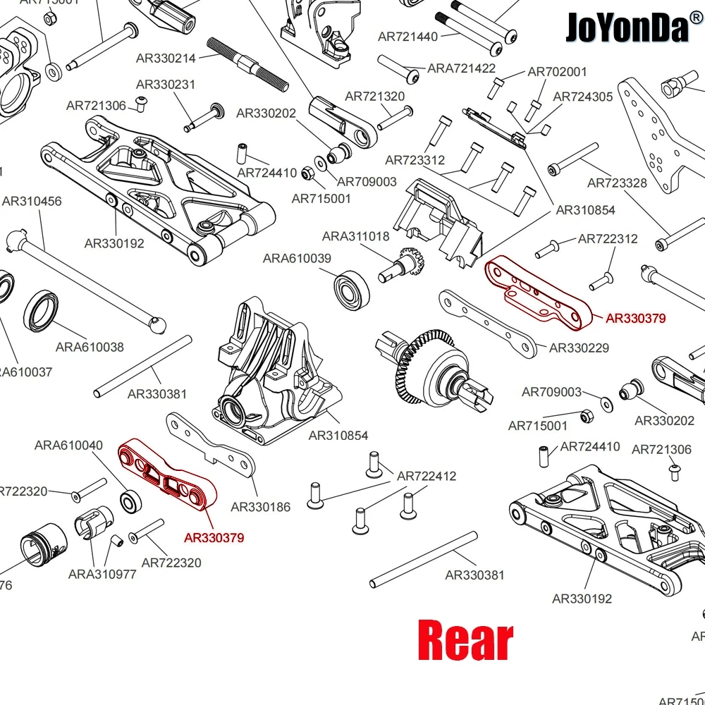 # AR-AR-AR 330379 # AR-AR-AR 330186 # AR-AR-AR 330229   Bloque de fijación de brazo A inferior trasero de aluminio para RC ARRMA 1/7 MOJAVE 1/8 KRATON TYPHON SENTON TALION