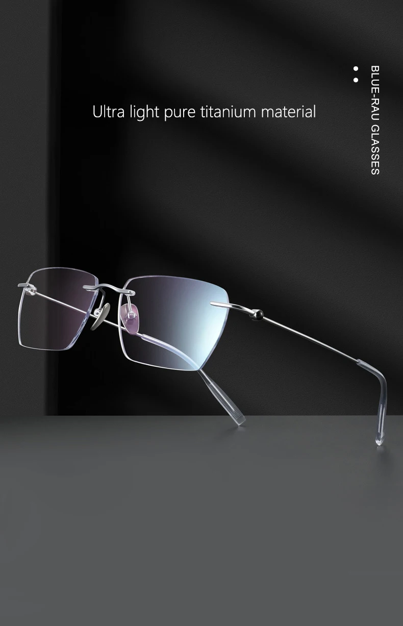 Mode randlose Business-Brillen ultraleichte Brillen aus reinem Titan große Luxus brillen Männer optische verschreibung pflicht ige Brillen – Detail 1