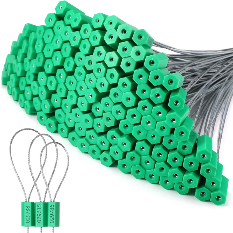 AA63 حار 100 قطعة كابل الأمان الصلب الأختام 11.8 بوصة مرقمة مكافحة العبث الشحن ختم المتاح الذاتي قفل مرقمة العلامة