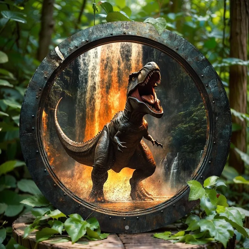 

T-Rex Aluminum Wall Art, Round Metal Sign for Home, Office, Bar & Kitchen Decor, Perfect Gift for Christmas, Birthdays, Holidays