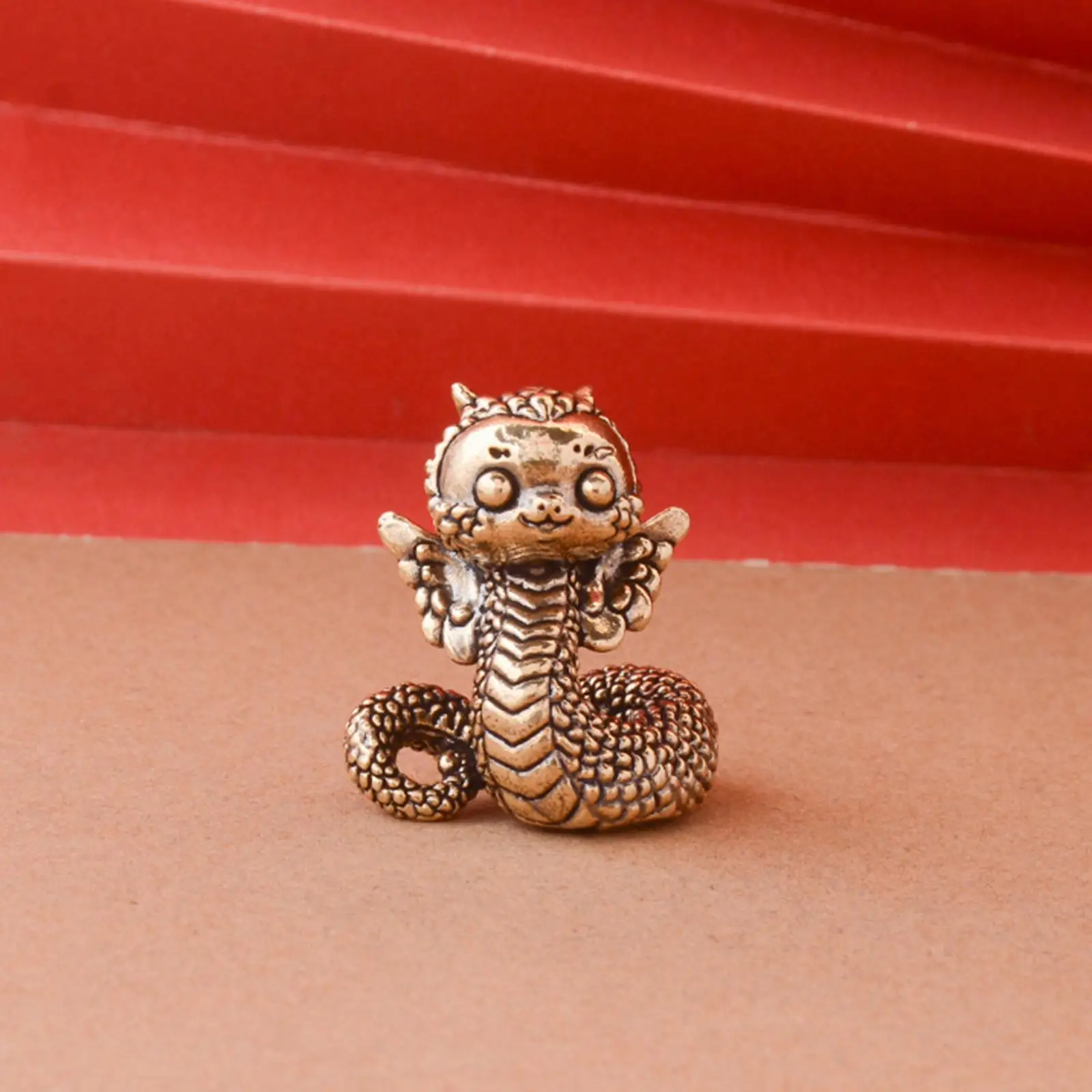 Mini Cute Chinese New Year Snake Figurine 2.7x3cm Feng Shui Ornament for Side Table Collection