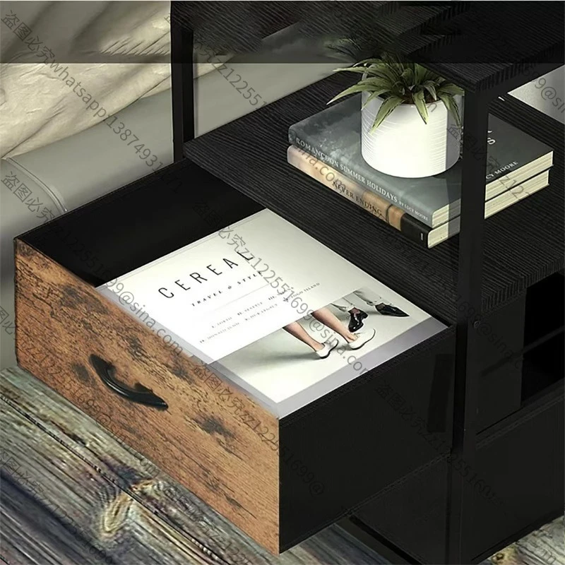 Suitable for Bedroom Simple Bedside Table, Multi-functional Storage Locker, Hanger, Multi-pumping Fabric Storage Cabinet