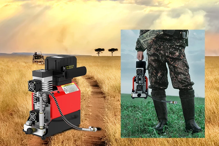 GX18V Portable 30MPA High Pressure Air Compressor, Lithium Battery Powered Oil-Free for Car Tire Inflation & Scuba Diving