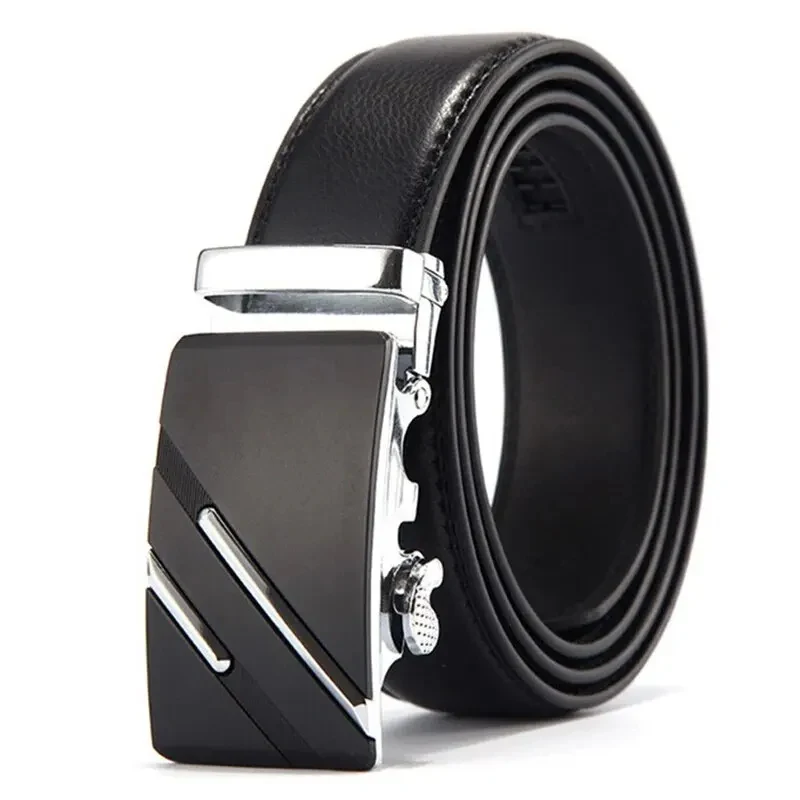 Fashion Business Men Belt Luxury Brand Metal Buckle High Quality Soft PU Leather Belt for Jeans Cargo Pants