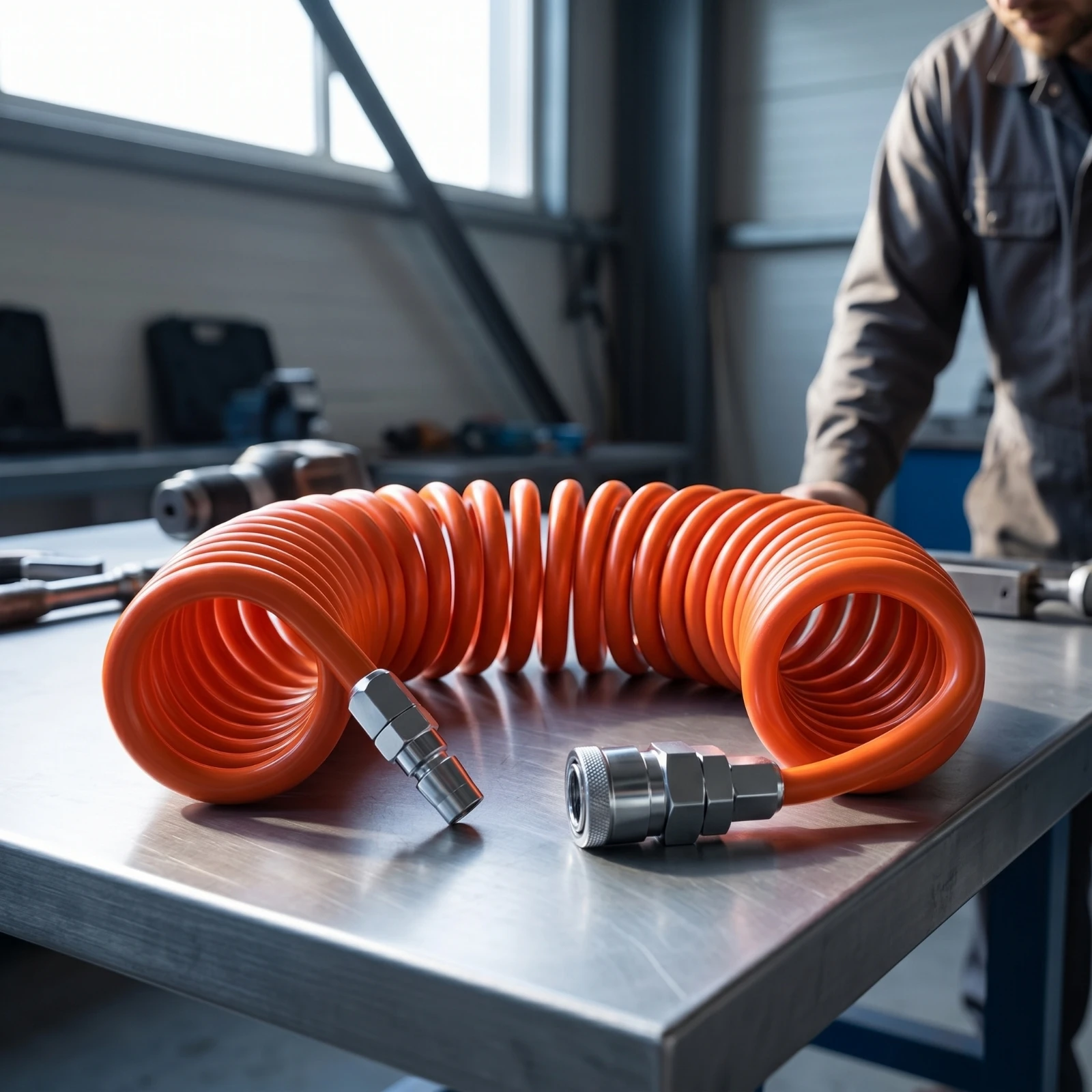 Recoil Compressor Hose Self-Recoiling Recoil Air Hose Spring-Back Flexible for Workshop, Garage