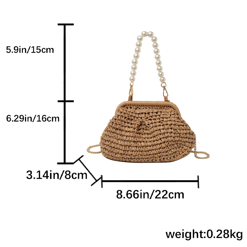 2024 New Grass Woven Shell Bag Leisure Vacation Beach Bag Women\'s Exquisite Handbag Single Shoulder Bag Handbag