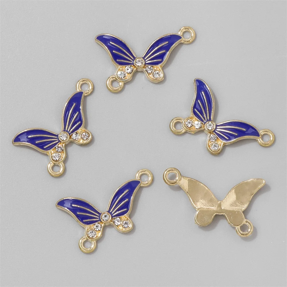 Wholesale Bohemian Butterfly Connector Enamel Alloy Metal Drop Oil Butterflies Charms For Jewelry Making Bracelt Findings DIY