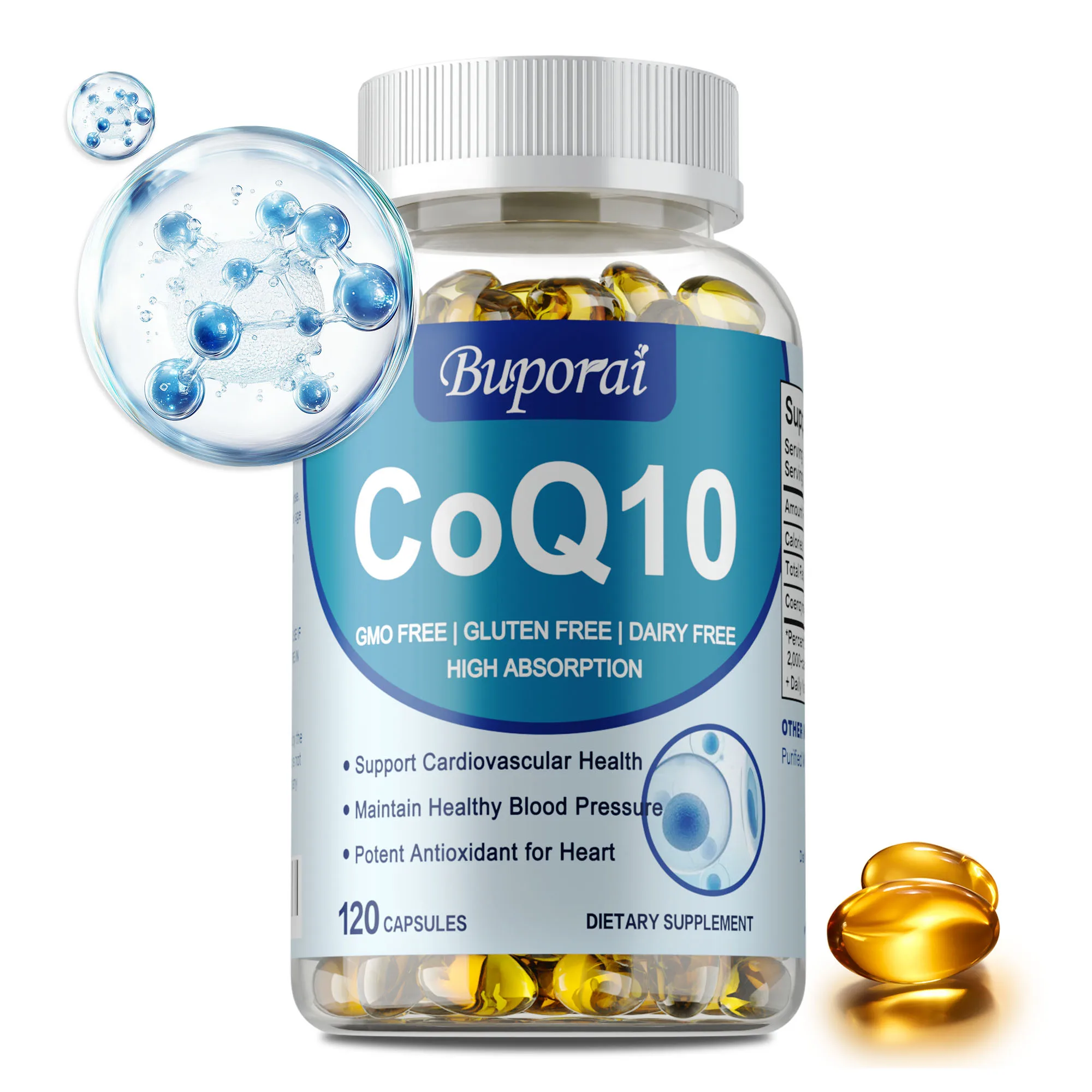 

Coenzyme Q-10 - Antioxidant, Support Blood Circulation, Promote Cardiovascular and Heart Health, Provide Cellular Energy