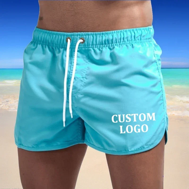 Pantalones cortos personalizados con estampado de logotipo para hombre, bañadores de playa para verano, traje de baño, Boxer de Surf, pantalones cortos de playa, novedad de 2024