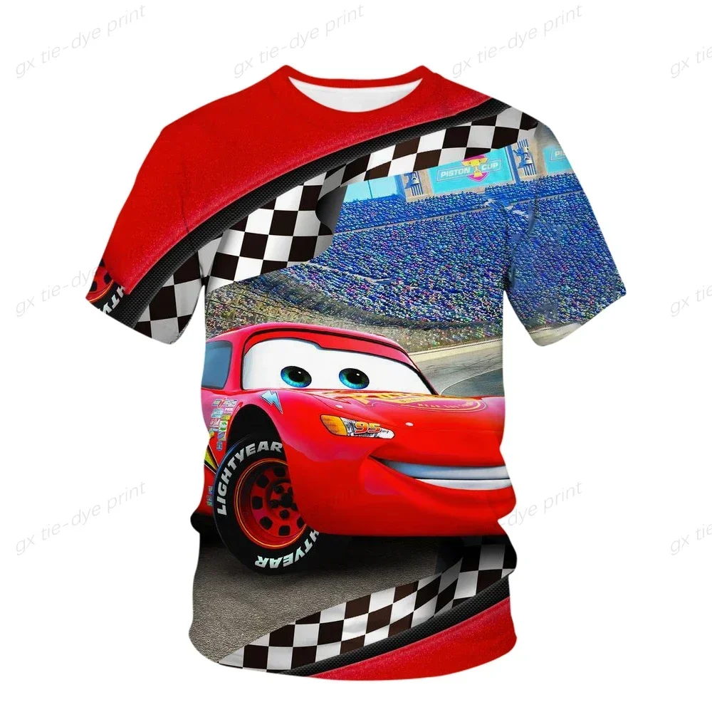 2024 New Cars Kids T-shirt Lightning McQueen Summer Children Short-sleeved Cotton Tee Clothes Boys Girls Sports Sonic Tops