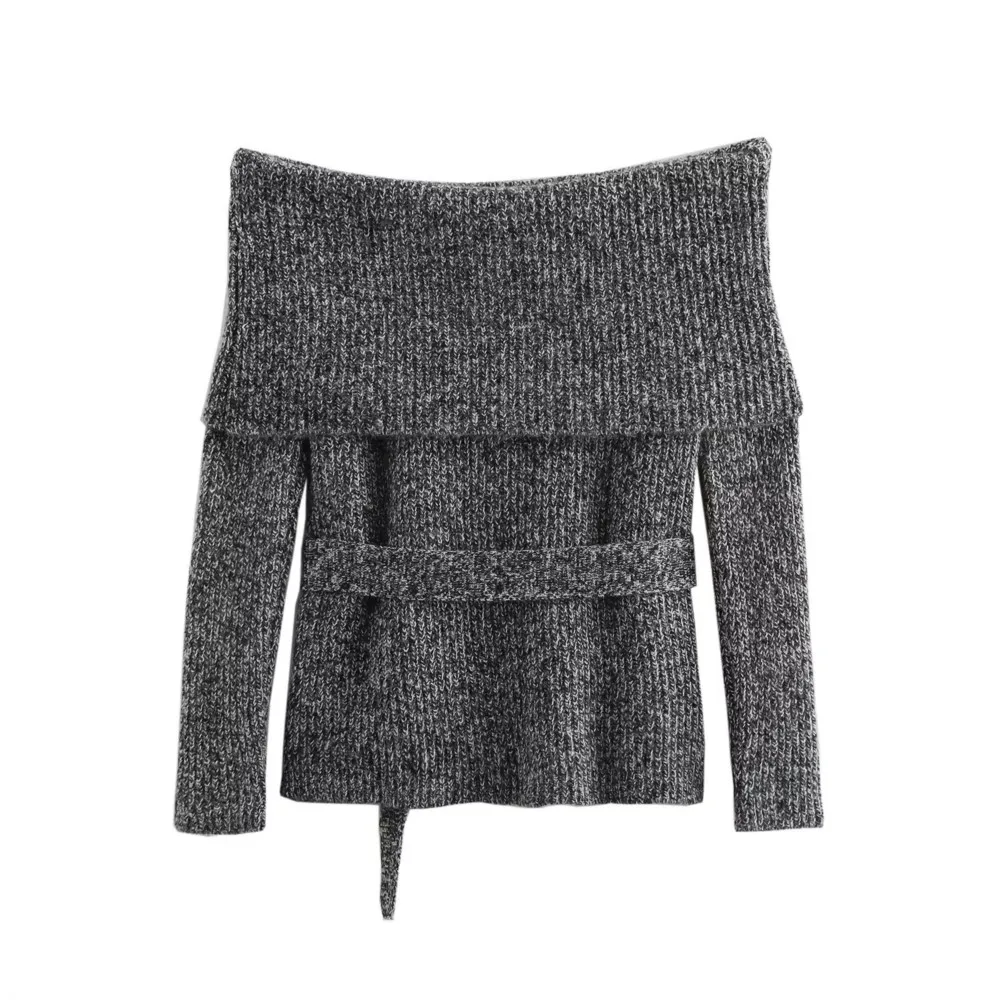 Pulls Femmes All-match Loose Simple Style Sweater Comfortable Elegant Temperament Gentle Off Shoulder One Line Neck Fashionable