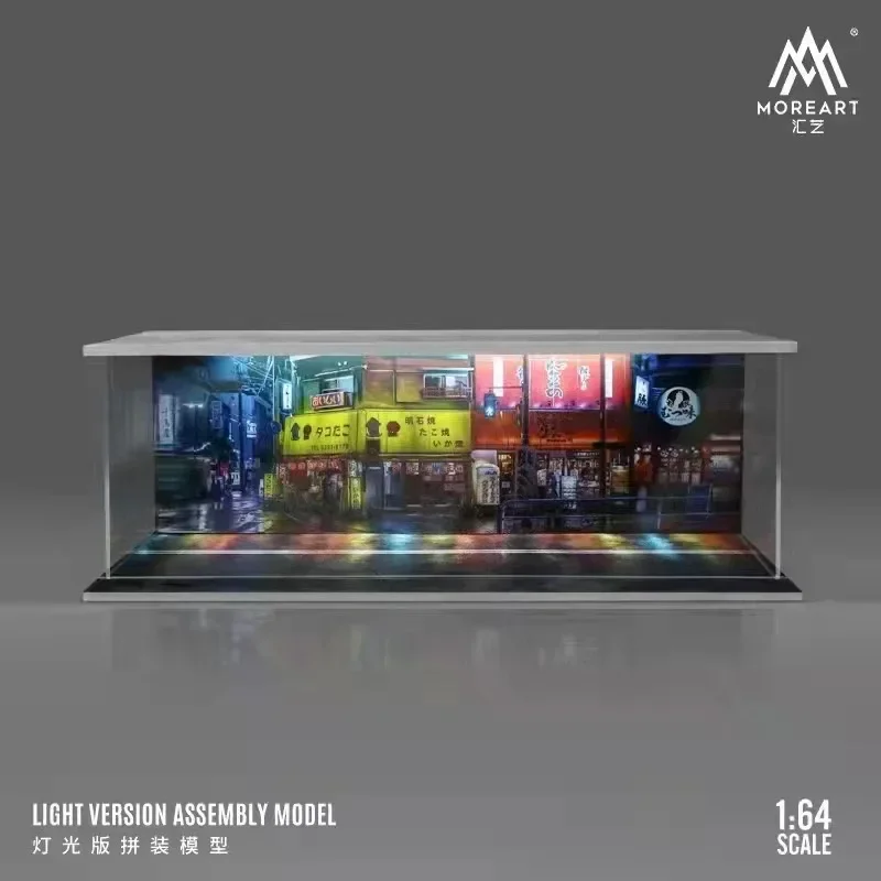 MOREART 1:64 Scale Diorama Car Garage Model Assemble LED Lighting Car Parking Lot Backdrop Display Scene Model Toy Collection