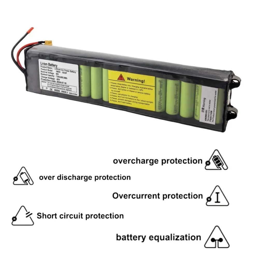For Xiaomi M365 Electric Scooter 36V 7800mAh Li-ion Battery Pack Built-in BMS Protection Long-Lasting Range Without communica