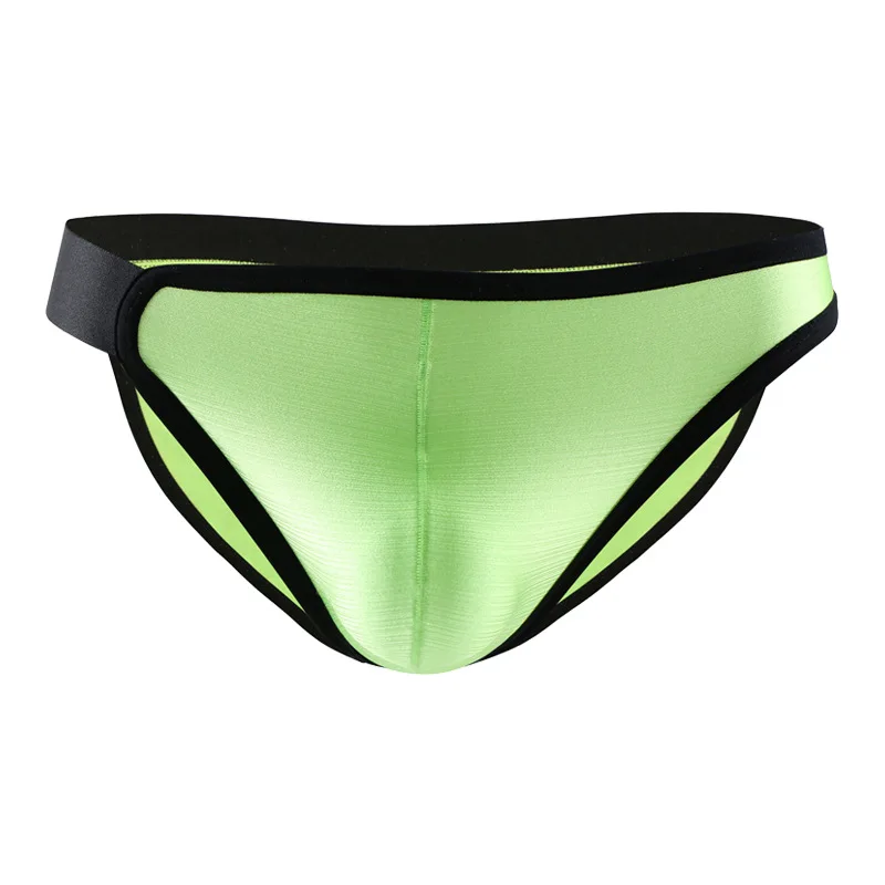 

Мужское сексуальное короткое нижнее белье, блестящее эротическое нижнее белье с низкой талией, U-образная выпуклая сумка, манкини из ледяного шелка, эластичное, быстросохнущее, крутое ощущение, Cmofort Tanga