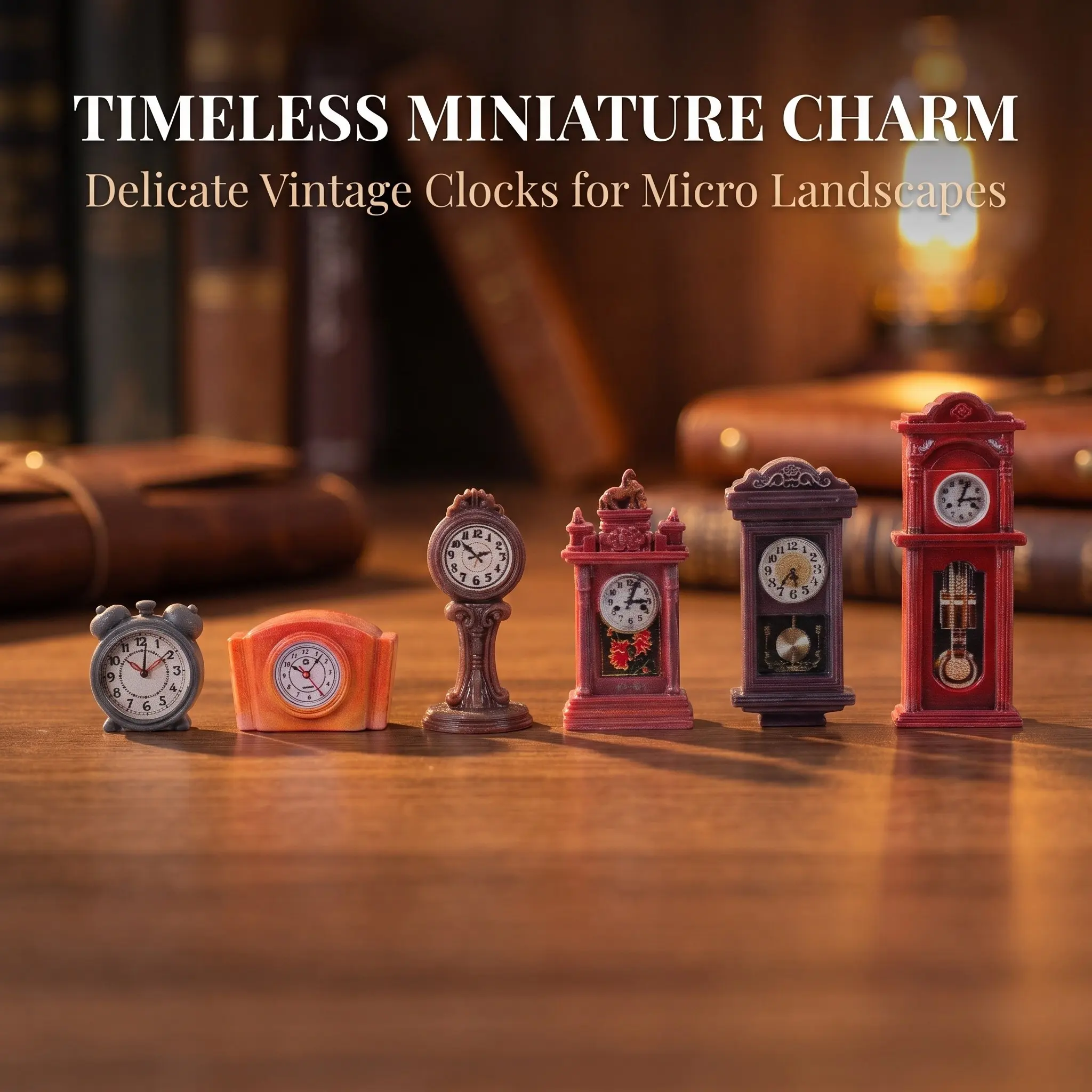 12Pcs Vintage Resin Mini Pendulum Clock Miniature Dollhouse Wall Clock Figurines Mantel Desk Photography Prop Decor