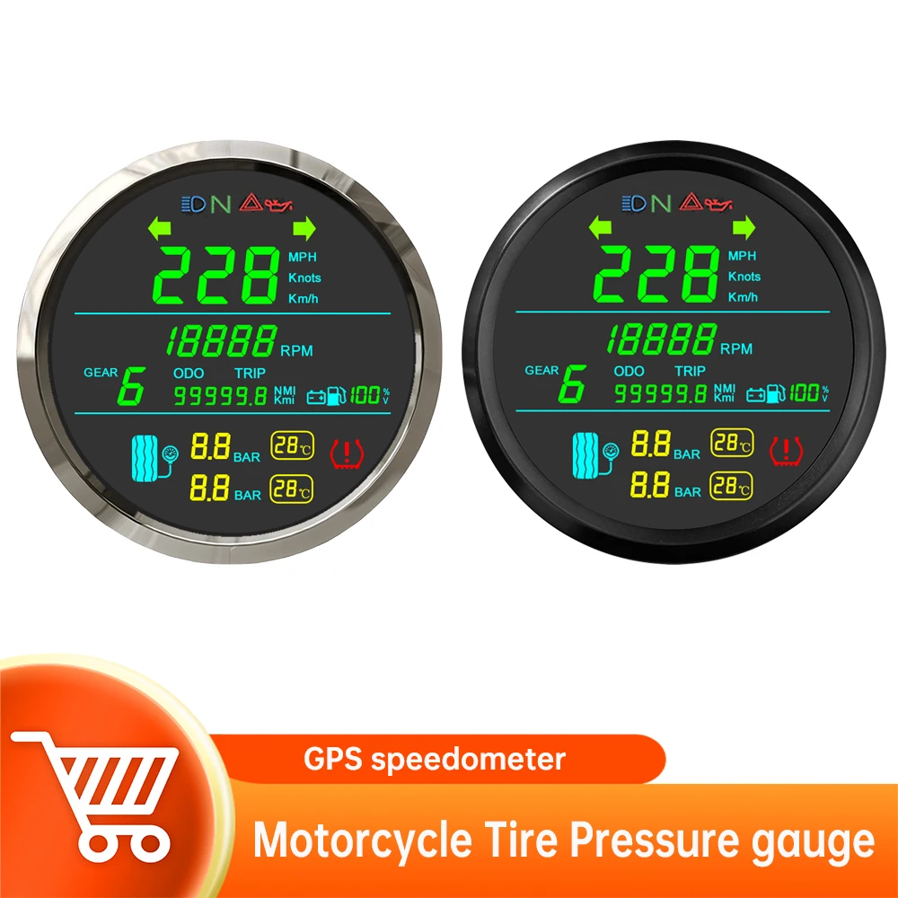 New Tire Pressure Motorcycle Speedometer RPM Tachometer Digital Fuel Gauge Gps Speedometer LCD Odometer RPM Tachometer Indicator