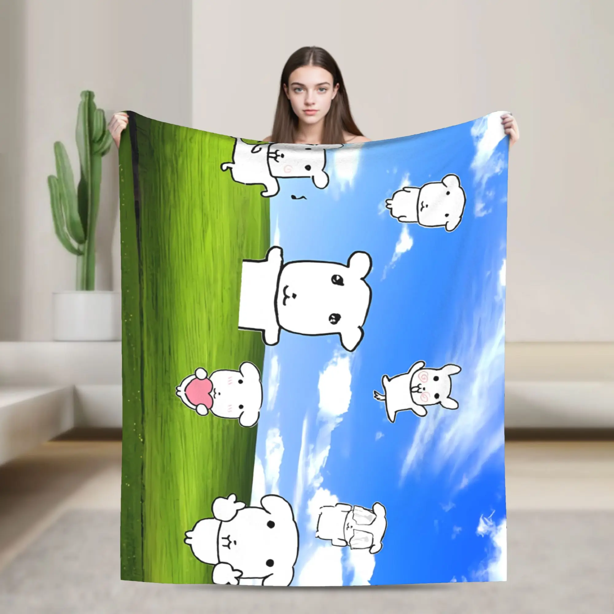 Cute GANADI Blankets  Super Warm Graphic Plush Throw Blanket For Living Room Camping Flannel Bedspread Bed Cover