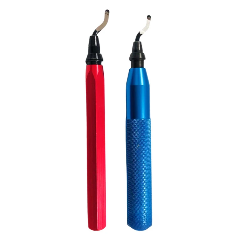 Metal Deburring Tool Kit Burr Remover Hand Tool Anti-Slip Handle with 10pcs Sharp Deburring Blades for Copper Wood Plastic