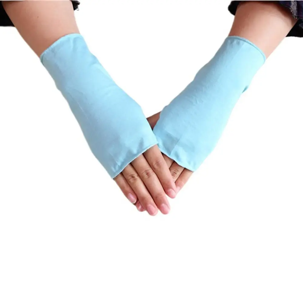 Non-slip Solid Color Anti-ultraviolet Summer Cloth Fingerless Gloves Driving Mittens Half-finger Gloves Sunscreen Gloves