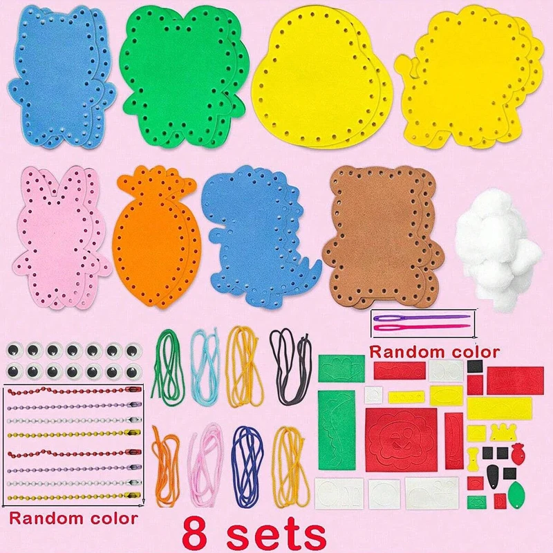 Children's Simple Sewing Set Handmade Art 8 Simple Doll Dolls with Keychain Accessories EVA Material Learning Embroidery Sewing - view 2