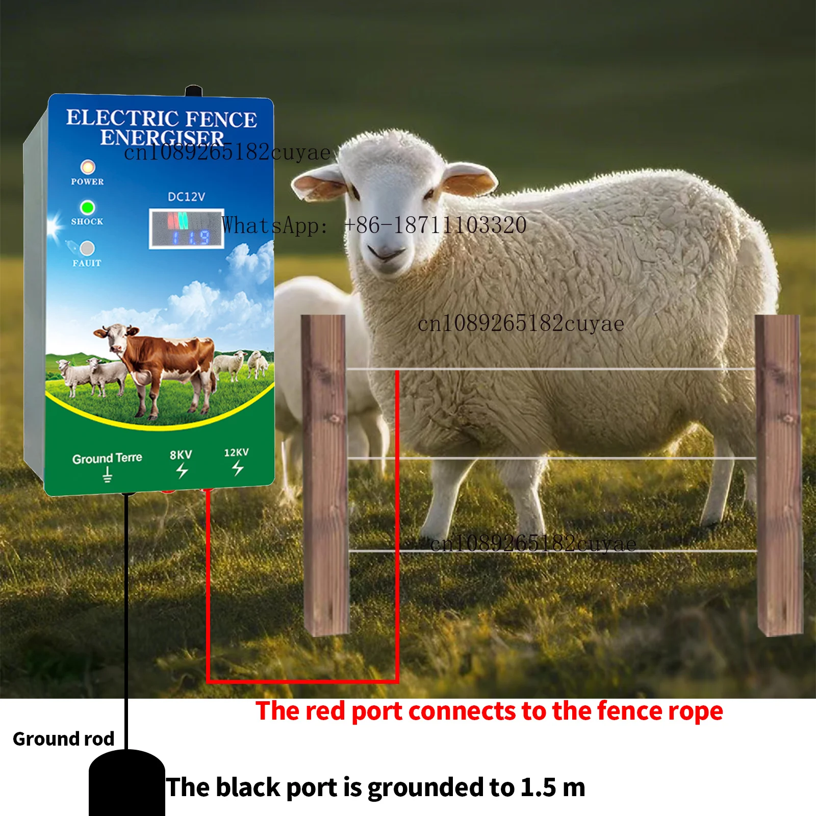10KM Electric Ranch Fence Energizer High Voltage Controller For Shepherd Horse Poultry Farm Animal Livestock Fence Charger Tool