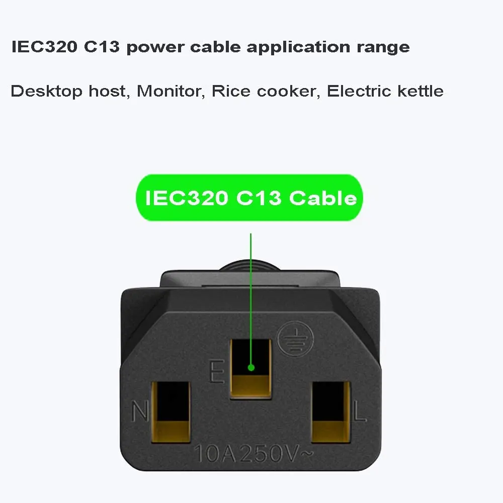 EU US AU UK Plug AC Power Cord Wire IEC C13 Adapter For LED Power Supply PC Computer Monitor PSU Antminer Printer