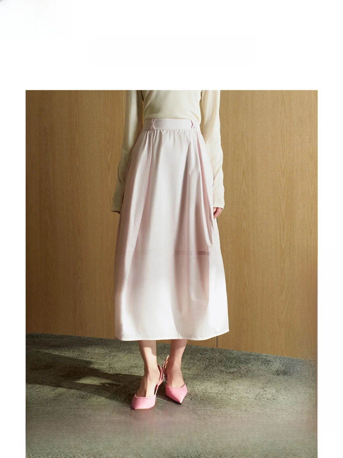 

Balloon Skirt High Waist Design Mixed Cotton Blend Gathered Waist Silhouette Spring New Sle Ele Urban Commute