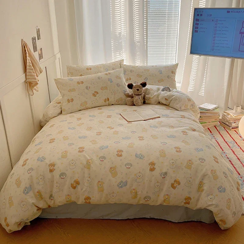2025 Spring Cotton Cartoon Printed Bedding Set Soft and Skin Friendly Duvet Cover for Bedroom Single Double Bed Textile Supplies
