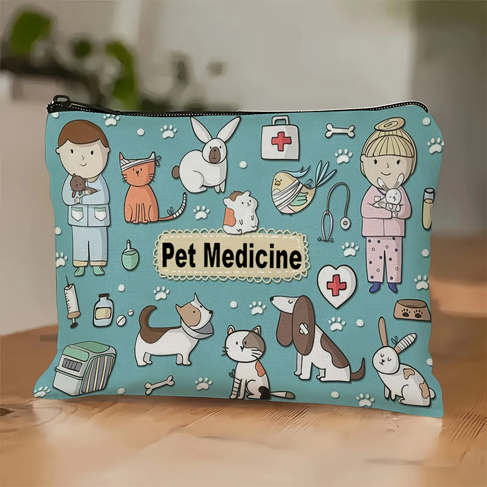 Un joli sac à cosmétiques pour médicaments pour animaux de compagnie – Adorable pochette multifonctionnelle à fermeture éclair pour femmes, sac de rangement de bijoux
