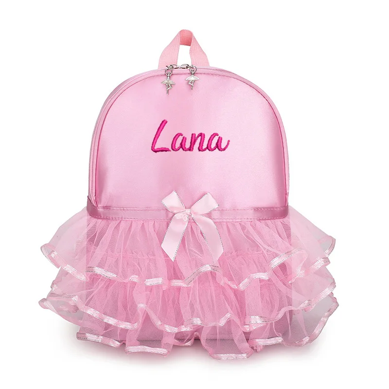 

Personalized Embroidery Kids Dance BackBag Kids Ballerina Dance Class School Bag Pink Tutu Backpack Custom Name Shoulder Bag