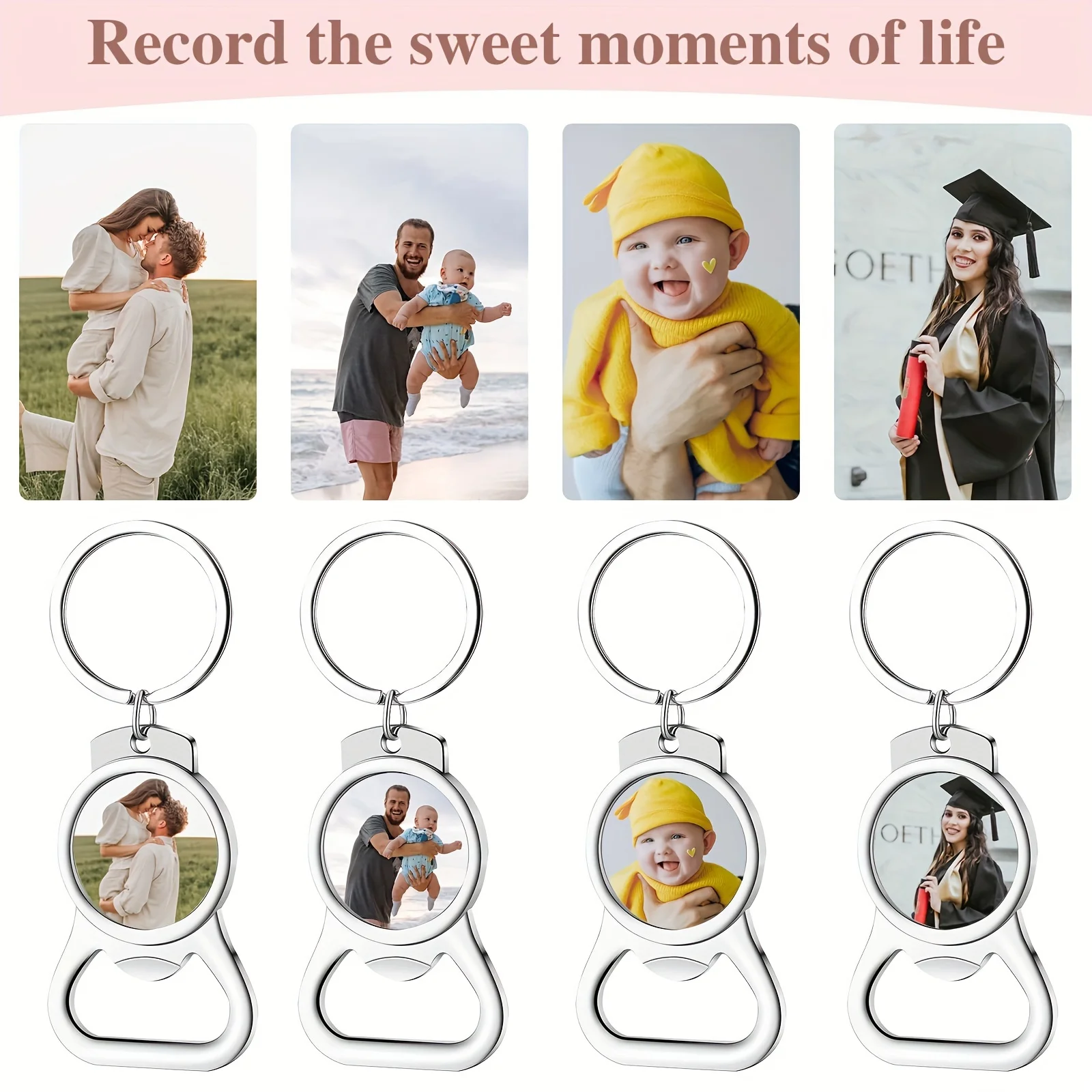 1pc/5pcs Sublimation Blanks Keychains Metal Bottle Opener Big Round Blank Key Rings