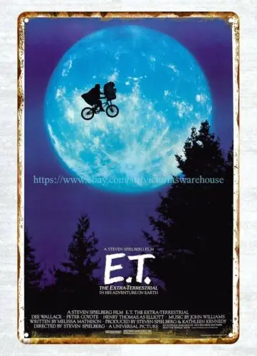 E.T. the Terrestrial 1982 movie poster metal tin sign home interior design-Aluminum