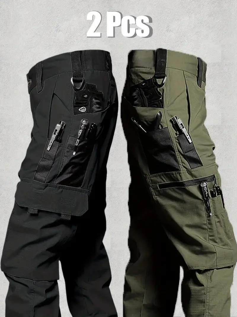 2025 السراويل التكتيكية في الهواء الطلق رجالي مدينة العمل البضائع السراويل الربيع الصيف مقاوم للماء متعددة جيب السراويل المشي لمسافات طويلة التدريب وزرة