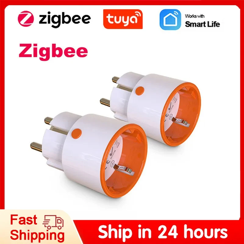 

Tuya Zigbee Power Plug 16A EU Smart Home Plug App And Voice Control Energy Monitoring Child Lock Schedule Timer Power Socket