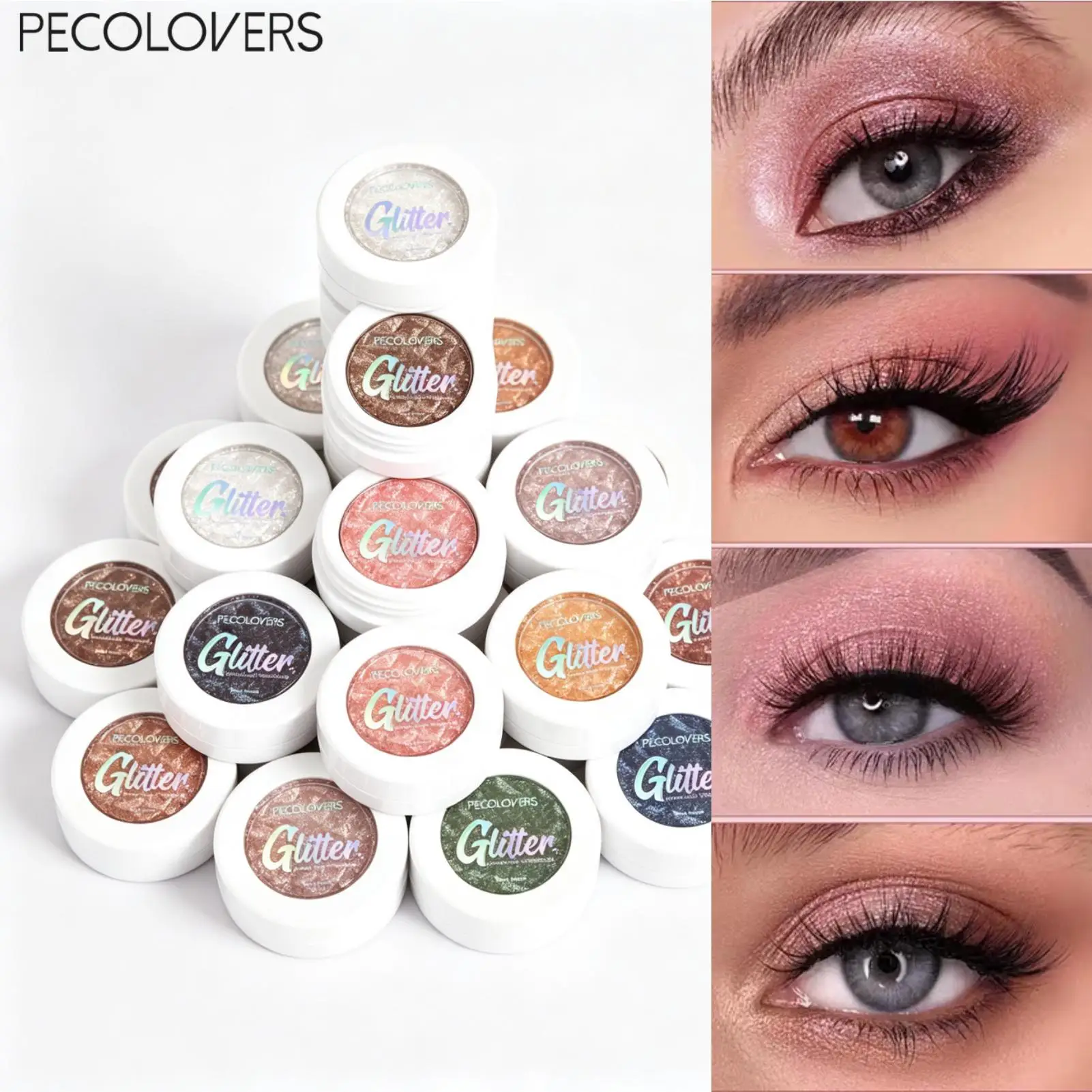 12PCS/SET 12 Shades Glitter Eyeshadow Powder, Shimmer Metallic Loose Eye Glitter Pigment, Sparkly Highlight Makeup For Eyes