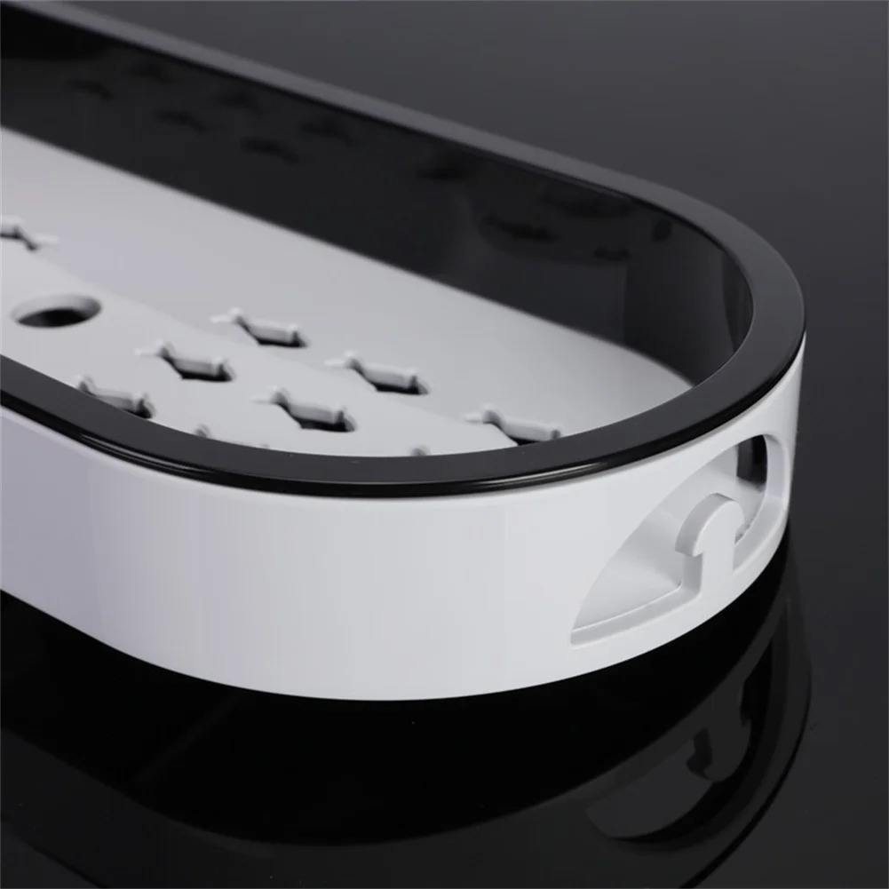 Shower Shelf Oval Plastic No Drill Bathroom Organizer Compatible with 22mm 24mm 25mm Shower Rods Rust Soap Holder