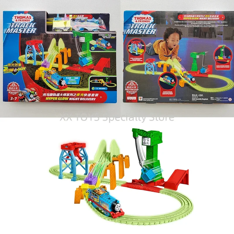 Thomas & Friends Trackmaster entrega nocturna pista iluminada con motor de tren motorizado Hyper Glow Thomas juguetes para niños